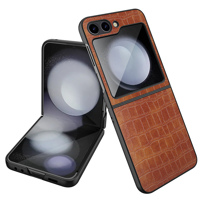 For Samsung Galaxy Z Flip5 5G Case Protective Crocodile Texture PU PC Phone Cover For Samsung Galaxy Z Flip5 5G Case Protective Crocodile Texture PU PC Phone Cover